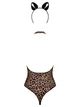Эротический костюм леопарда Obsessive Leocatia teddy S/M, боди, обруч с ушками - изображение 4