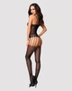 Бодістокінг Obsessive Bodystocking F235 One Size, тонкі підв’язки, ніжний декор, сіточка - изображение 3