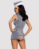 Эротический костюм стюардессы Obsessive Stewardess 3 pcs costume серый L/XL - изображение 2