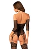 Нейлоновий бодістокінг із імітацією панчіх Obsessive Bodystocking G333 S/M/L, black, з доступом - зображення 2