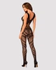 Сітчастий бодістокінг з вирізами та малюнком Obsessive Bodystocking G328 S/M/L, чорний, комбінезон - зображення 4