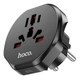 Переходник для розеток ENG/USA/Euro/China на EURO HOCO Unimpeded universal conversion plug (10A, 2500W). Black - изображение 1