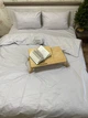 Комплект постельного белья Satin Stripe Ashy пепельный 100% хлопок 215х150 см 70х70 см полуторный - изображение 1