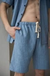 Піжама Handy Wear Linen Strip Short блакитна M - зображення 7