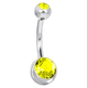 Серьга для пирсинга пупка Shine из медицинской стали желтые камни - изображение 2