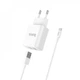 Комплект СЗУ + кабель Micro Hoco C62A Victoria 2 USB 2.1A для зарядки White (716131) - изображение 1