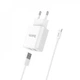 Комплект СЗУ + кабель Lightning Hoco C62A Victoria 2 USB 2.1A для зарядки White (716130) - изображение 1