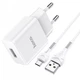 Комплект СЗУ + кабель Micro Hoco N9 Especial для зарядки White (750702) - изображение 1