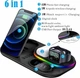 Бездротова Зарядка Qi 4in1 Wireless Charger RGB/Clock JYD WC124 |30W Total| Док-станція для iPhone + iWatch + Airpods - зображення 6