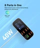 Зарядна станція ASOMETECH 40W LED дисплей USB+Type-C 8-портовий настільний зарядний пристрій Швидка USB-зарядка QC3.0 PD3.0 - зображення 2