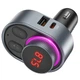 FM модулятор с быстрой зарядкой HOCO Alegria car BT FM transmitter (2USB/Type-C, PD/QC, 45W/3A). Black - изображение 2