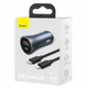 Автомобільний зарядний пристрій АЗП Baseus Golden Contactor Pro Dual Car Charger U+C 40W (With Cable Type-C/ iP 1m) Dark Grey - зображення 7
