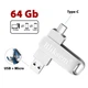 Флеш накопитель Bliksem 64 Гб 3в1 (USB 3.0 + Type-C + USB micro, компактная флешка тайпси, подходит для смартфона, повышенная скорость) - Металлик - изображение 1