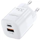 Зарядний пристрій Choetech GaN USB-A/USB-C 33W QC3.0/PD/PPS (PD5006-EU-WH) - зображення 2