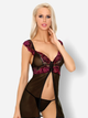 Еротичний комплект (пеньюар + трусики-стринги) LivCo Corsetti Fashion Casarann LC 99186 S/M Чорний (5903050369712) - зображення 1