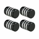 Ковпачки на ніпель авто 3Stripes Center Black/Silver (4 шт) (67345) - зображення 4
