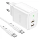 Зарядне мережеве BOROFONE BN9 Reacher (2/PD 35W) Type-C - Type-C Білий - изображение 1