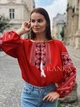 Стильная вышиванка шифоновая красная "Венеция" с качественной машинной вышивкой 12164-56 (3XL) - изображение 4