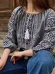 Жіноча вишиванка класична сіра блуза на легкому шифоні "Амелі" 12084-48 (L) - зображення 4
