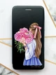Чохол-книжка з малюнком на iPhone 7 Plus/8 Plus :: Чорний :: Дівчина з півоніями (принт 11) - зображення 1