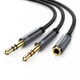 Кабель UGREEN 20899 Aluminum Case AV140 AUX 3.5мм TRRS - TRSx2 M/M 0.2м чорний - зображення 3