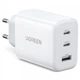 Зарядний пристрій Ugreen CD275 3xUSB 65W 2xType-C/USB QC3.0 Fast Charger Білий - зображення 1