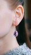 Срібні сережки-підвіски з великим фіолетовим каменем (АРТ. №627) Dadiverin Jewelry - зображення 1