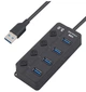 Хаб USB 3.0 длинный кабель USB 1.2 м на 4 порта концентратор Черный USB-хаб HUB с выключателями Черный - изображение 3