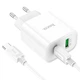 Мережевий зарядний пристрій з кабелем HOCO C80A Plus Rapido PD20W+QC3.0 charger set(Type-C to Type-C) White (6931474779908) - зображення 5