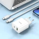 Мережевий зарядний пристрій з кабелем HOCO C80A Plus Rapido PD20W+QC3.0 charger set(Type-C to Type-C) White (6931474779908) - зображення 8