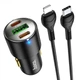 Автомобильное зарядное устройство для телефона Hoco N26 2×Type-C, USB-A Black (6931474765192) - изображение 1