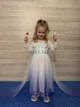 Детское платье для девочки размер 110 рост 100 - 110 см со шлейфом Эльза в белом и голубом цветах - изображение 2
