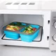 Универсальный складной Ланч Бокс на 3 секции со столовым прибором collapsible silicone lunch box Синий - изображение 3
