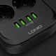 Сетевой фильтр удлинитель 6 розеток с 4 USB 2м с защитой с заземлением Ldnio 2500W 10A BOX Черный - изображение 10