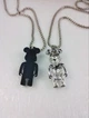 Парные кулоны Мишки в стиле Bearbrick черный+серебристый на цепочках - изображение 5