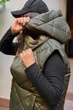 Жилетка на молнии со съемным капюшоном осень зима большого размера 56-58 Хаки - изображение 3