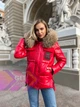 Жіноча зимова куртка з натуральним хутром єнота Visdeer S червона 921212 - зображення 1