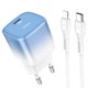 Сетевое зарядное устройство Hoco C101A Single Port PD20W + кабель Type-C to Lightning - Ice Blue - изображение 1