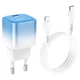 Сетевое зарядное устройство Hoco C101A Single Port PD20W + кабель Type-C to Lightning - Ice Blue - изображение 6