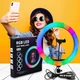 Кольцевая светодиодная LED лампа RGB MJ26 управление на проводе с держателем телефона - изображение 3