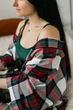 Домашній піжамний комплект з 3 одиниць Victoria’s Secret M/L біло-зелено-червона клітинка - зображення 4