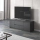 Тумба под телевизор&nbsp;c фасадами без ручек на 2 выдвижных ящика и&nbsp;две двери R-28, антрацит - изображение 1