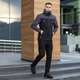 Демисезонная мужская Куртка с капюшоном Pobedov Korol’ Lev SoftShell на флисе серая размер M - изображение 3