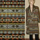 Трикотаж вязаный с начесом серый светлый с оранжево-коричнево-желтым орнаментом ш.170 (14719.004) - изображение 1