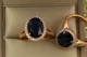 Кольцо Xuping Jewelry камея с синим камнем р 18 золотистое - изображение 2