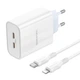 Мережевий зарядний пристрій Borofone BA73A dual port (2Type-C) Кабель Type-C to Lightning PD35W+QC3.0 Швидка зарядка White - изображение 1