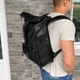 Рюкзак для города и путешествий Роллтоп черная экокожа Travel Bag black - изображение 2