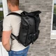 Рюкзак для города и путешествий Роллтоп черная экокожа Travel Bag black - изображение 3