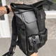 Рюкзак для города и путешествий Роллтоп черная экокожа Travel Bag black - изображение 4