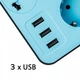 Мережевий фільтр подовжувач з кнопкою на 4 розетки + 3USB ASK Бірюзовий (87060unk) - зображення 3
